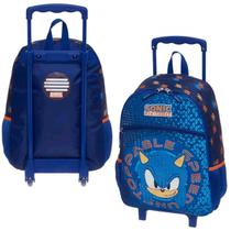 Mochila Do Sonic De Rodinha Azul e Laranja Infantil Pacific