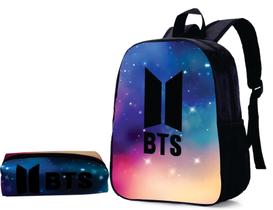 Mochila E Estojo Bts Escolar Porta Notebook Arco Iris