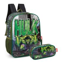 Mochila e Estojo Hulk Marvel Preto - Luxcel