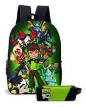 Mochila e Estojo Simples Kit Infantil Relógio Alien Ben 10