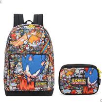 Mochila e Estojo Sonic MS46961SO Luxcel - Laranja e Preto