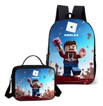 Mochila e Lancheira Termica kit Escolar Estampa Infantil Menino Game Blox Jogo Robo