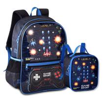 Mochila E Lancheira Video Game C Luzes Bolsa Infantil Gamer