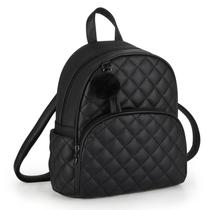 Mochila ECOSUSI Mini Leather para mulheres com pingentes de pompa Mochila ECOSUSI Mini Leather para mulheres com pingentes de pompa