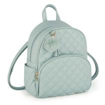 Mochila ECOSUSI Mini Leather para mulheres com pingentes de pompa Mochila ECOSUSI Mini Leather para mulheres com pingentes de pompa