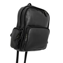 Mochila em couro com porta notebook preta zup Mochila em couro com porta notebook preta zup