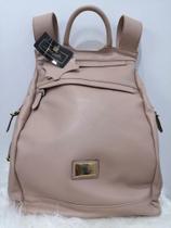 Mochila em Couro Feminina Cor Nude Antifurto - Glória Lisboa