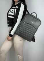Mochila Em Couro Legitimo B.846 Cinza/Café Mochila Em Couro Legitimo B.846 Cinza/Café