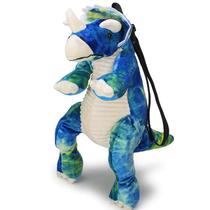 Mochila Em Formato De Dino Dinossauro Azul Infantil 45cm Criança Para Passeio