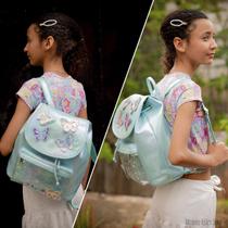 Mochila Escola Creche Infantil Juvenil Menina Glitter Brilhante Borboleta Lili July