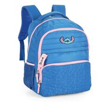 Mochila Escola Repartição Notbook Juvenil Stitch Azul