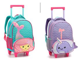 Mochila Escolar 16'' Com Rodinha Sereia Zoop Mochila Com Carrinho Infantil Menina - Utilidades