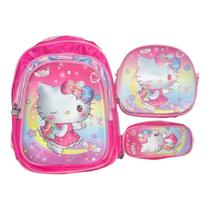 Mochila Escolar 3 Peças Mochila Grande Estojo Lancheira Térmica