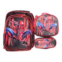 Mochila Escolar 3 Peças Mochila Grande Estojo Lancheira Térmica