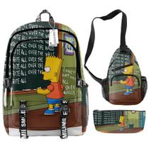 Mochila escolar, 3 unidades/lote, bolsa escolar de anime Simpsons