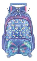 MOCHILA ESCOLAR 360C/RODINHAS ALÇA COSTAL BORBOLETA LUXCEL Lilas