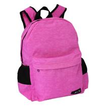 Mochila Escolar 4 Divisões Feminina Ls Bolsas Em Nylon Amassado Rosa Pink Com Preto