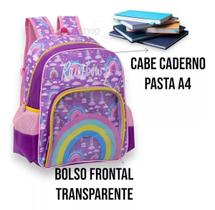 Mochila Escolar Arco Iris Infantil Grande Meninas De Costas