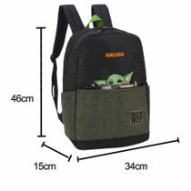 Mochila Escolar Baby Yoda Mandalorian Star Wars Preto Luxcel