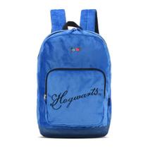 Mochila Escolar Básica Aveludada Hogwarts Harry Potter Azul