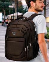 Mochila Escolar Bolsa Executiva Grande Marrom Impermeável Reforçada para Viagem Anti Furto Notebook