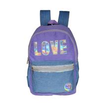 Mochila Escolar Bolsa Feminina Glitter Purpurina Love Denlex