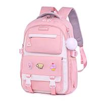 Mochila Escolar Bolsa Passeio Viagem Trabalho Fofa Broche e Chaveiro Pompom Grande Costas Reforçada