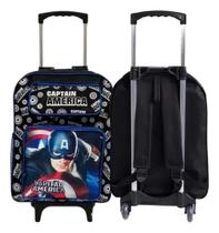 Mochila Escolar Capitão América Com Rodinhas Tam Grande Infantil