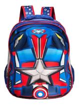 Mochila Escolar Capitão América Infantil Grande Alto Relevo Mochila Escolar Capitão América Infantil Grande Alto Relevo