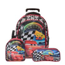 Mochila Escolar Carros Disney Rodinha Kit Lancheira+Estojo