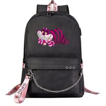 Mochila escolar Cheshire Cat Alice Wonderlands para crianças Mochila escolar Cheshire Cat Alice Wonderlands para crianças