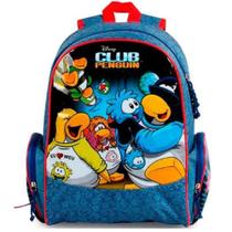 Mochila Escolar Club Penguin De Costas Azul Infantil