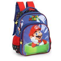 Mochila Escolar Com Alça Regulável Super Mario Bros 4 Bolsos PU Com Chaveiro Aula Escola UP4YOU