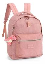 Mochila Escolar Com Porta Notebook Cor Nude Tecido CrinKle