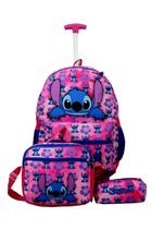 Mochila Escolar Com Rodas Kit JUVENIL LILO STITCH ROSA