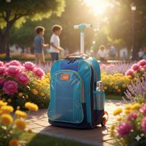 Mochila escolar com Rodinha Puket Color Block Menino Azul