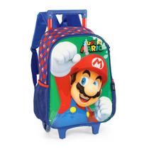 Mochila Escolar Com Rodinhas E Alça Super Mario Bros 3 Bolsos PU Jogos Games Aula Escola UP4YOU