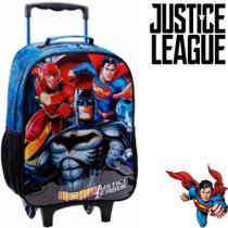 Mochila Escolar com Rodinhas Liga da Justiça Batman Flash e Superman Xeryus