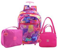 Mochila Escolar com Rodinhas Menina Bolsa Infantil Lancheira térmica e Estojo Grande Mochila Escolar com Rodinhas Menina Bolsa Infantil Lancheira térmica e Estojo Grande