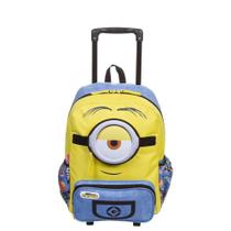 Mochila Escolar com Rodinhas Minions ul e Amarela Sestini