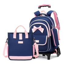 Mochila escolar com rodinhas MITOWERMI Nylon Bowknot Girls