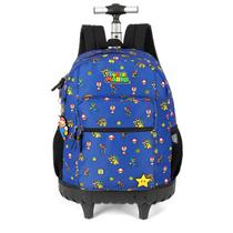 Mochila Escolar Com Rodinhas Super Mario Cor Azul Luxcel Mochila Escolar Com Rodinhas Super Mario Cor Azul Luxcel