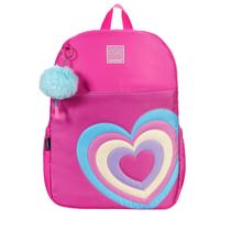 Mochila Escolar Coração Cor de Rosa Pompom Container Mochila Escolar Coração Cor de Rosa Pompom Container
