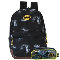 Mochila Escolar Costas Batman + Estojo Infantil Dc Comics