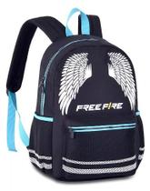 Mochila Escolar Costas Free Fire Angelical 2025 Preto/azul