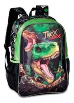 Mochila Escolar Costas Infantil Dinossauro Rex Attack Verde