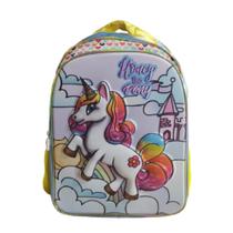 Mochila Escolar Costas Infantil Reforçada Unicórnio Poney 3D