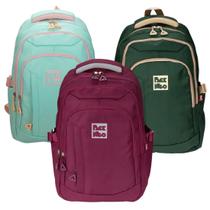 Mochila Escolar Costas Lap Top 3 compartimentos Cor:Esmeralda