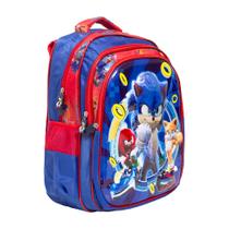 Mochila Escolar Costas Menino Sonic 3D Passeio Creche Tam G Mochila Escolar Costas Menino Sonic 3D Passeio Creche Tam G