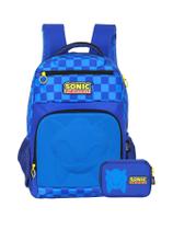 Mochila Escolar Costas Sonic Notebook + Estojo Box 541